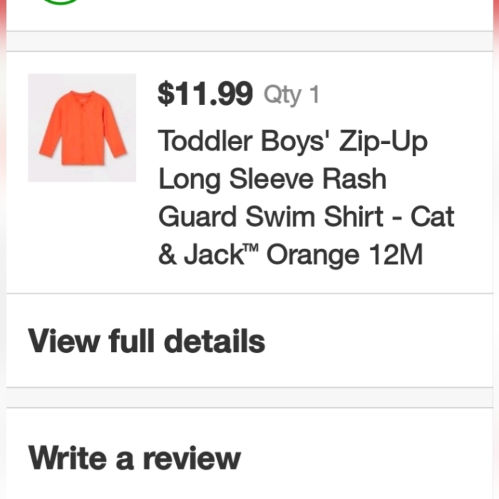 SOLD elsewhere 12m unisex rash guard, long sleeve zip swim top